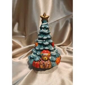 Vintage Brinn's Ceramic Christmas Tree‎ Teddy Bear Musical Revolves Jingle Bells